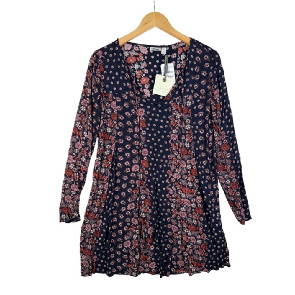New Nordstrom Hinge Floral Print Long Sleeve Dress size XS Blue/Pink